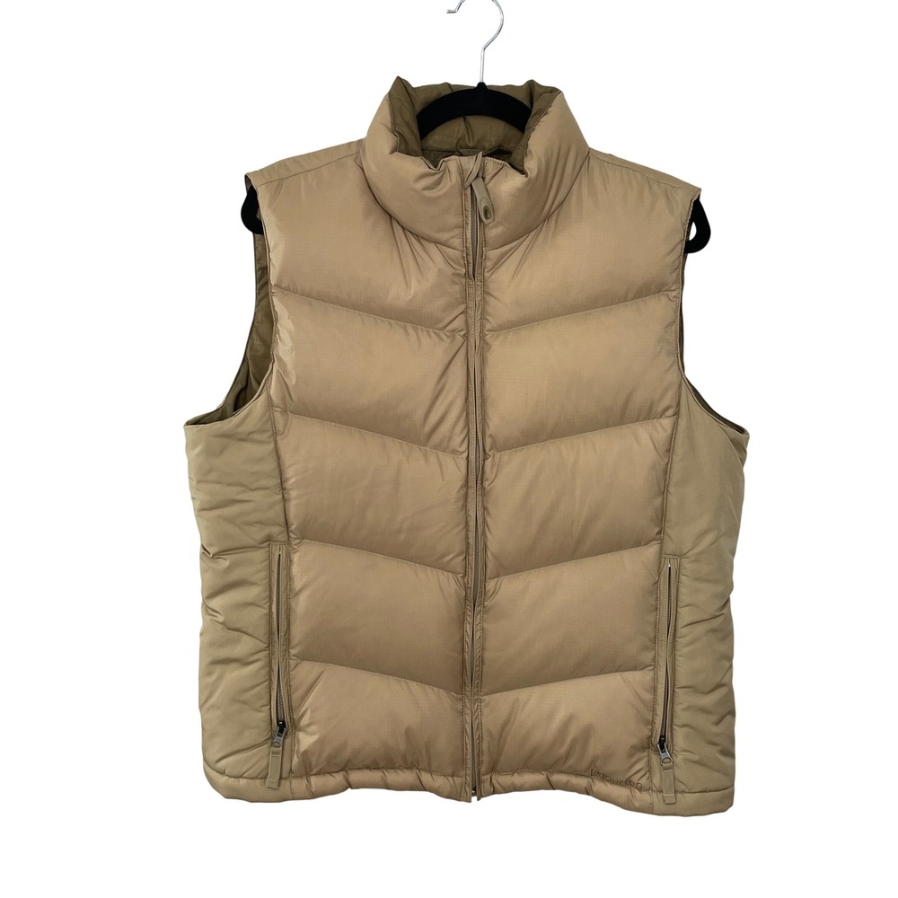 Burton AK Goose Down Vest Women's Large Tan Insulated Snowboard Puffer Technical
